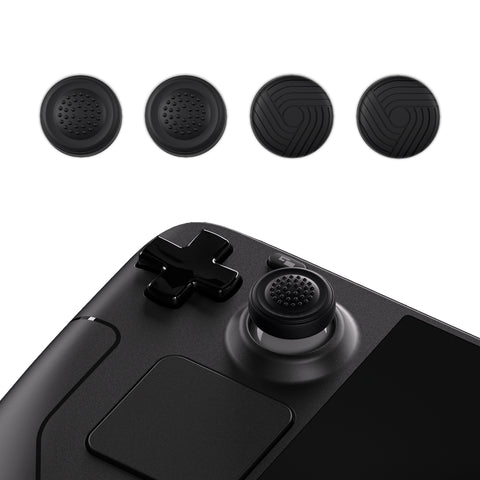 PlayVital Thumb Grip Caps for Steam Deck LCD, for PS Portal Remote Player Silicone Thumbsticks Grips Joystick Caps for Steam Deck OLED - Samurai & Guardian Edition - Black - YFSDM010
