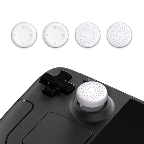 PlayVital Thumb Grip Caps for Steam Deck LCD, for PS Portal Remote Player Silicone Thumbsticks Grips Joystick Caps for Steam Deck OLED - Raised Dots & Studded Design - White - YFSDM018