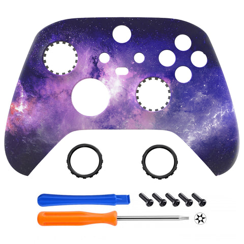 eXtremeRate Nebula Galaxy ASR Version Front Housing Shell with Accent Rings for Xbox Series X/S Controller, Custom Soft Touch Cover Faceplate for Xbox Core Controller Model 1914 - Controller NOT Included - YX3T101