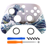 eXtremeRate The Great Wave ASR Version Front Housing Shell with Accent Rings for Xbox Series X/S Controller, Custom Soft Touch Cover Faceplate for Xbox Core Controller Model 1914 - Controller NOT Included - YX3T106