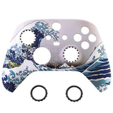 eXtremeRate The Great Wave ASR Version Front Housing Shell with Accent Rings for Xbox Series X/S Controller, Custom Soft Touch Cover Faceplate for Xbox Core Controller Model 1914 - Controller NOT Included - YX3T106