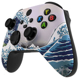 eXtremeRate The Great Wave ASR Version Front Housing Shell with Accent Rings for Xbox Series X/S Controller, Custom Soft Touch Cover Faceplate for Xbox Core Controller Model 1914 - Controller NOT Included - YX3T106