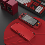 PlayVital Scarlet Red Customized Protective Grip Case for NS Switch Lite, Hard Cover Protector for NS Switch Lite - 1 x Black Border Tempered Glass Screen Protector Included - YYNLP003