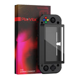 PlayVital Black Customized Protective Grip Case for NS Switch Lite, Hard Cover Protector for NS Switch Lite - 1 x Black Border Tempered Glass Screen Protector Included - YYNLP006