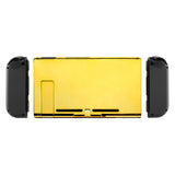 eXtremeRate Chrome Gold Console Back Plate DIY Replacement Housing Shell Case for Nintendo Switch Console with Kickstand - JoyCon Shell NOT Included - ZD401