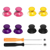 eXtremeRate Replacement 3D Joystick Thumbsticks, Analog Thumb Sticks with PH00 Screwdriver for Nintendo Switch Pro Controller - Yellow & Purple & Pink & Black - ZKRM504