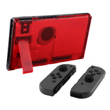 eXtremeRate Transparent Clear Red Console Back Plate DIY Replacement Housing Shell Case for NS Switch Console with Kickstand JoyCon Shell NOT Included - ZM502