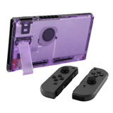 eXtremeRate Clear Atomic Purple Console Back Plate DIY Replacement Housing Shell Case for NS Switch Console with Kickstand JoyCon Shell NOT Included - ZM505