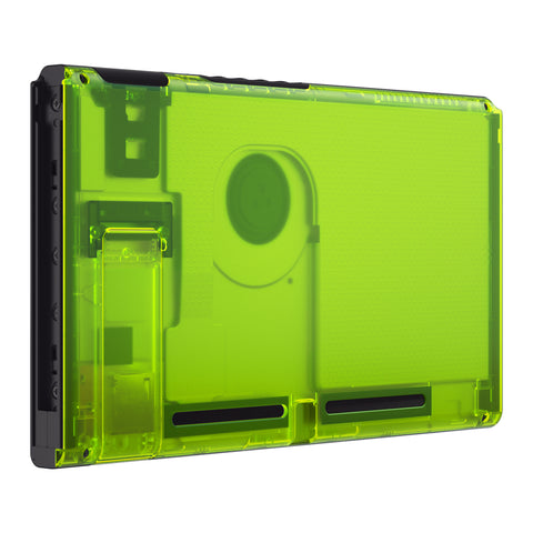 eXtremeRate Clear Lime Green Console Back Plate DIY Replacement Housing Shell Case for NS Switch Console with Kickstand - JoyCon Shell NOT Included - ZM511