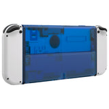 eXtremeRate Clear Blue Console Back Plate DIY Replacement Housing Shell Case with Kickstand for Nintendo Switch OLED – Console and Joycon NOT Included - ZNSOM5006