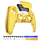 eXtremeRate Chrome Gold Touchpad Front Housing Shell Compatible with ps5 Controller BDM-010/020/030/040, DIY Replacement Shell Custom Touch Pad Cover Compatible with ps5 Controller - ZPFD4001G3