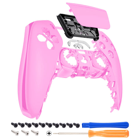 eXtremeRate Chrome Pink Touchpad Front Housing Shell Compatible with ps5 Controller BDM-010/020/030/040, DIY Replacement Shell Custom Touch Pad Cover Compatible with ps5 Controller - ZPFD4007G3