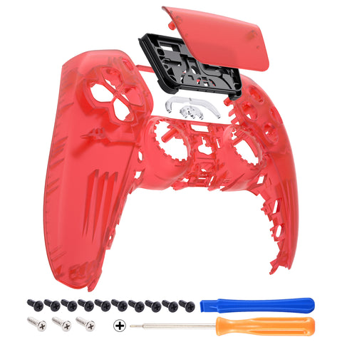 eXtremeRate Clear Red Touchpad Front Housing Shell Compatible with ps5 Controller BDM-010/020/030/040, DIY Replacement Shell Custom Touch Pad Cover Compatible with ps5 Controller - ZPFM5002G3