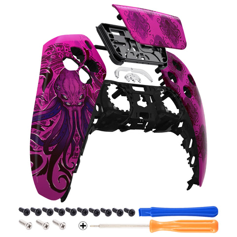 eXtremeRate Darkness Octopus Touchpad Front Housing Shell Compatible with ps5 Controller BDM-010/020/030/040, DIY Replacement Shell Custom Touch Pad Cover Compatible with ps5 Controller - ZPFT1015G3