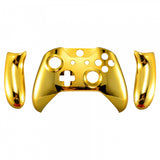 eXtremeRate Chrome Gold Front Housing Shell Faceplate Side Rails Panel for Xbox One X & One S Controller - ZSXOFD01