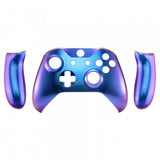 eXtremeRate Chameleon Purple Blue Top Shell Front Housing Faceplate Replacement Parts with Side Rails Back Panel for Microsoft Xbox One X & Xbox One S Controller - ZSXOFP01