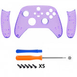 eXtremeRate Clear Atomic Purple Replacement Handles Shell for Xbox Series X Controller, Custom Side Rails Panels Front Housing Shell Faceplate for Xbox Series S Controller - Controller NOT Included - ZX3M505