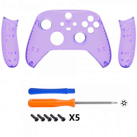 eXtremeRate Clear Atomic Purple Replacement Handles Shell for Xbox Series X Controller, Custom Side Rails Panels Front Housing Shell Faceplate for Xbox Series S Controller - Controller NOT Included - ZX3M505