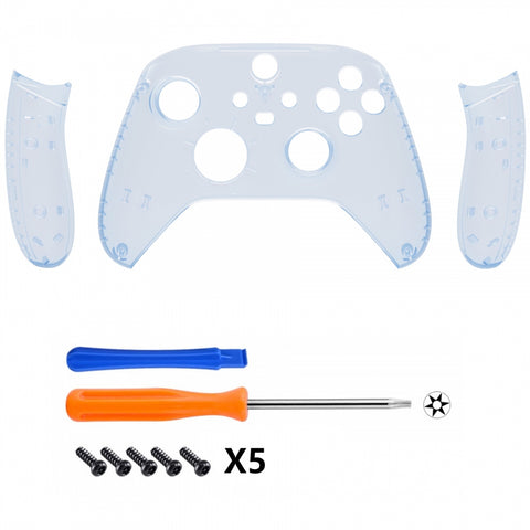 eXtremeRate Clear Glacier Blue Replacement Handles Shell for Xbox Series X Controller, Custom Side Rails Panels Front Housing Shell Faceplate for Xbox Series S Controller - Controller NOT Included - ZX3M506