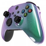 eXtremeRate Chameleon Green Purple Replacement Handles Shell for Xbox Series X Controller, Custom Side Rails Panels Front Housing Shell Faceplate for Xbox Series S Controller - Controller NOT Included - ZX3P302